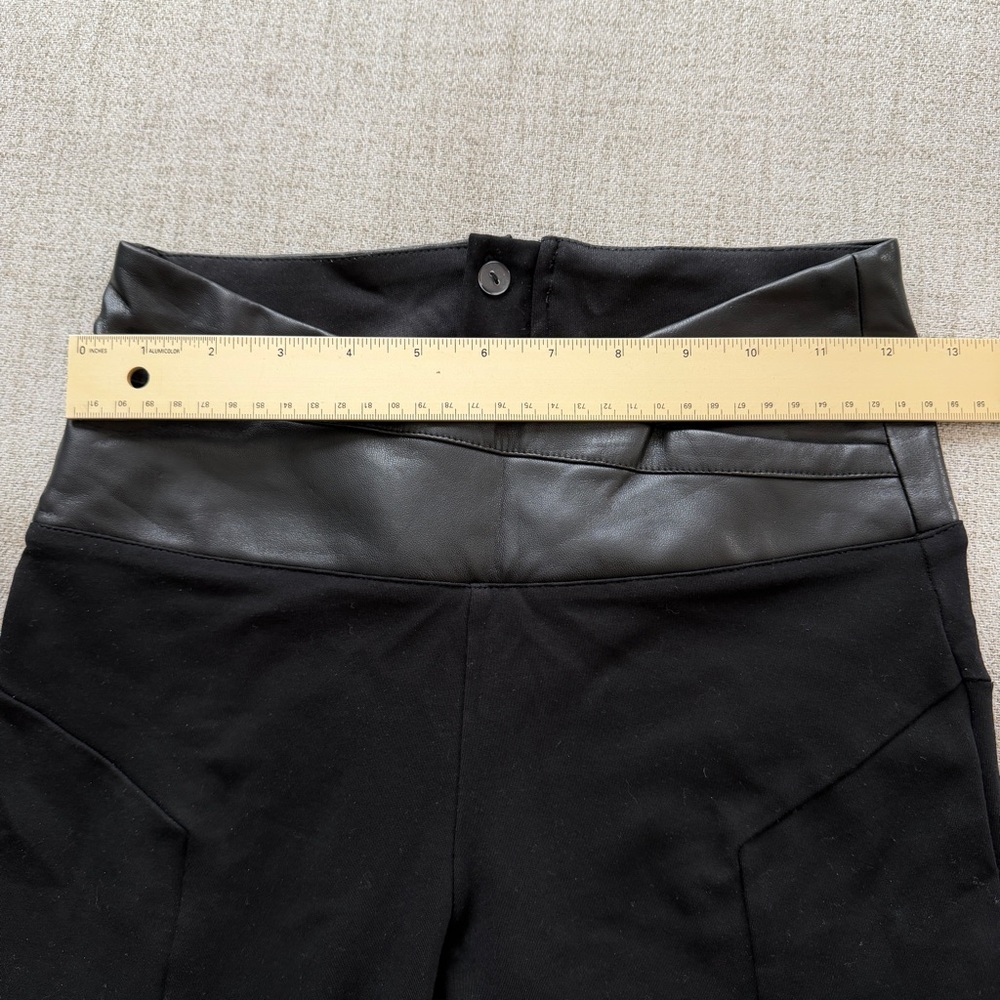 🖤 Bebe Super Curve Black Faux Leather Crossover V-Waistband Leggings - Picture 12 of 15